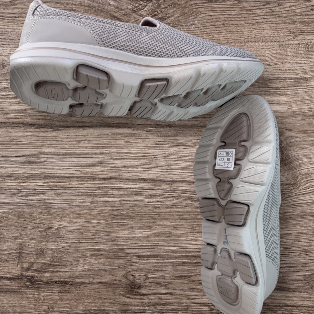 Skechers Women's Taupe Mesh Slip-On Sneakers - Picture 3 of 4